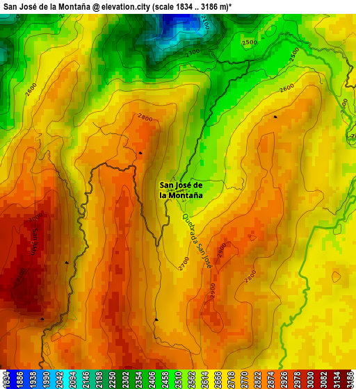 San José de la Montaña elevation map