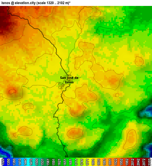 Isnos elevation map