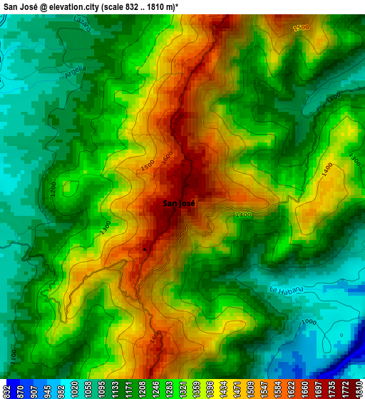 San José elevation map