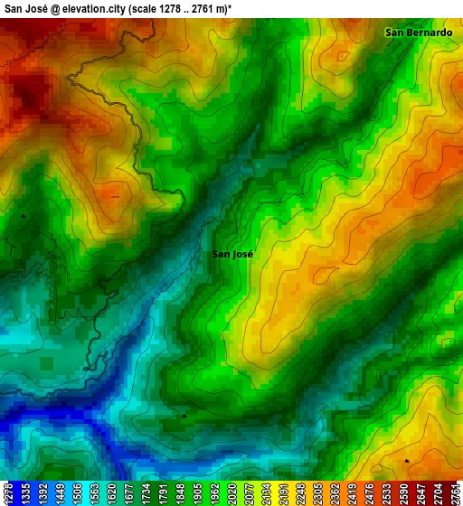 San José elevation map