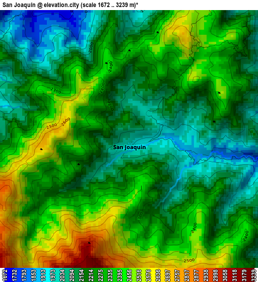 San Joaquín elevation map