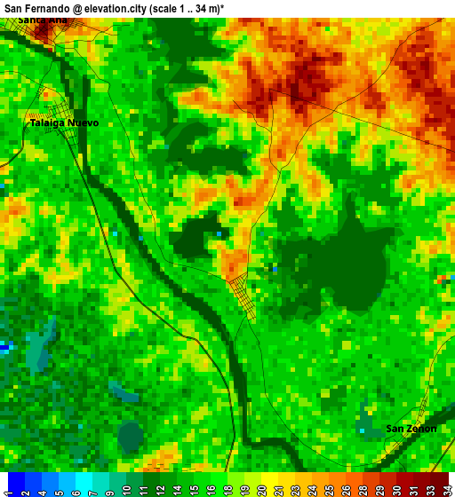 San Fernando elevation map