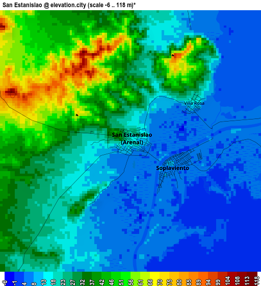 San Estanislao elevation map