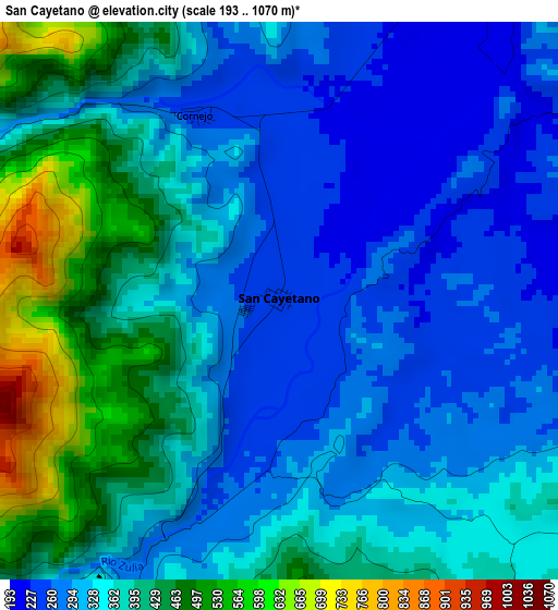 San Cayetano elevation map