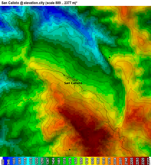 San Calixto elevation map