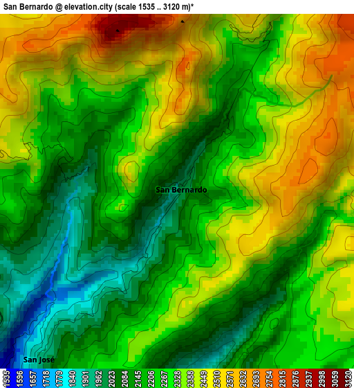 San Bernardo elevation map