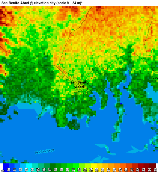 San Benito Abad elevation map