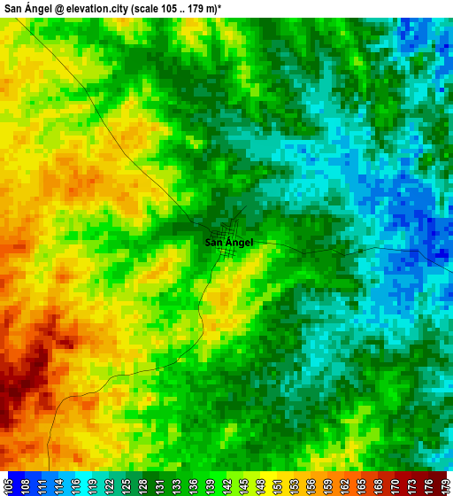 San Ángel elevation map