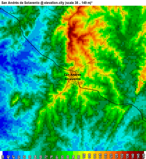 San Andrés de Sotavento elevation map