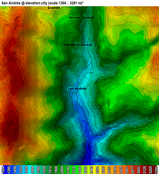 San Andrés elevation map