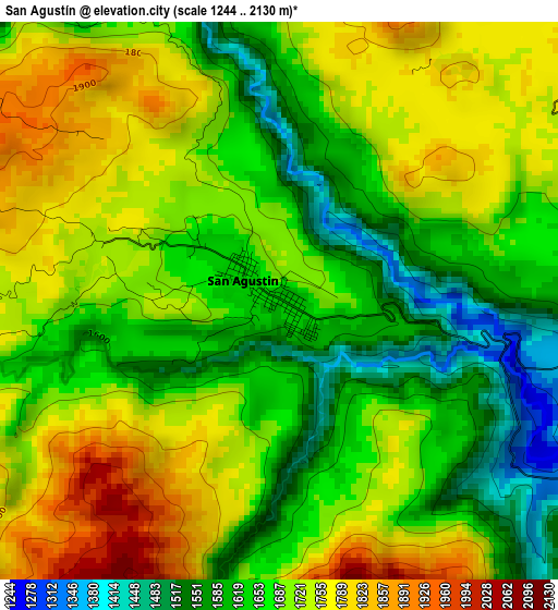 San Agustín elevation map