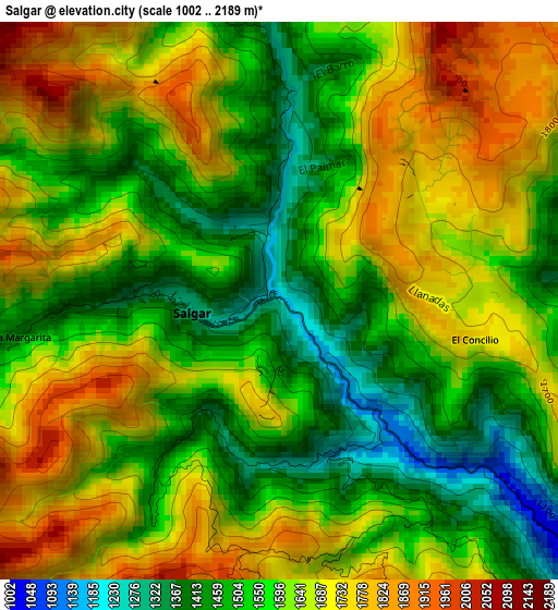 Salgar elevation map