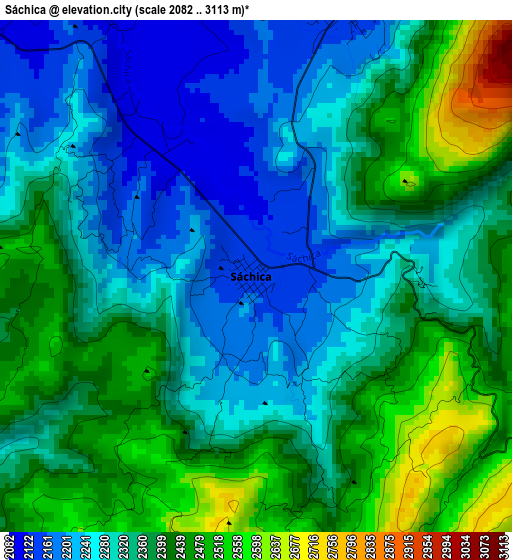 Sáchica elevation map