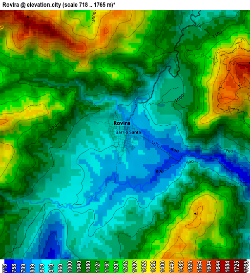 Rovira elevation map