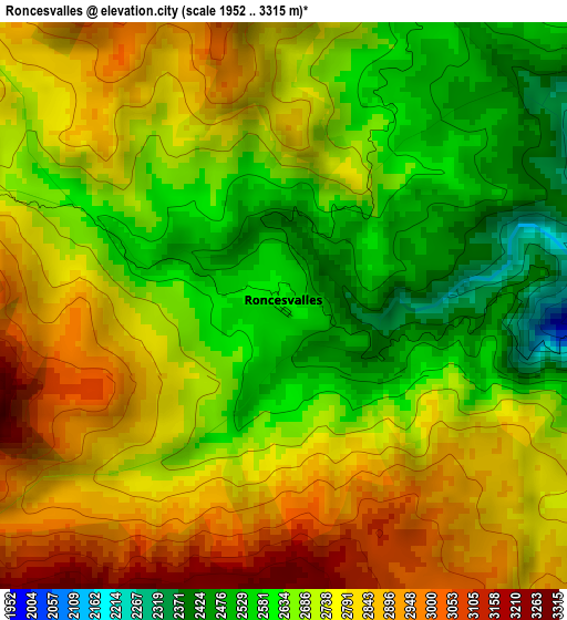 Roncesvalles elevation map