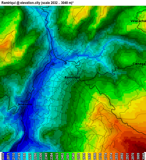 Ramiriquí elevation map