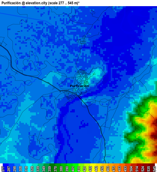 Purificación elevation map