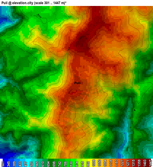 Pulí elevation map