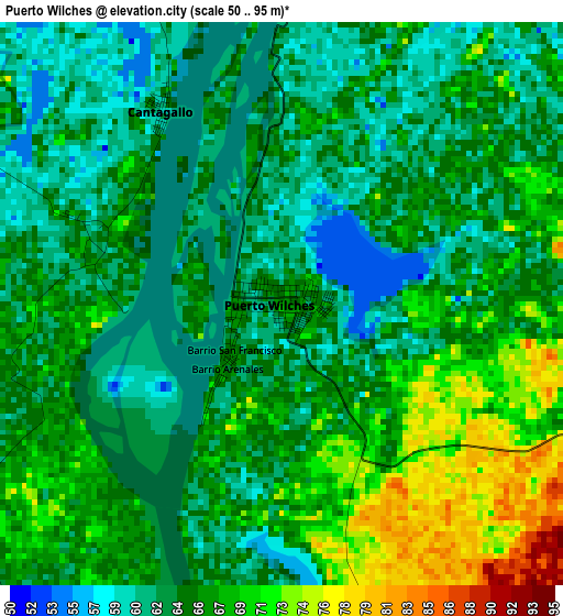 Puerto Wilches elevation map