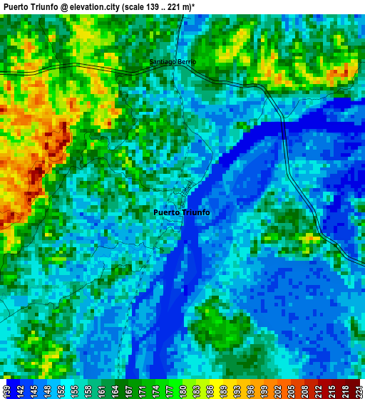 Puerto Triunfo elevation map