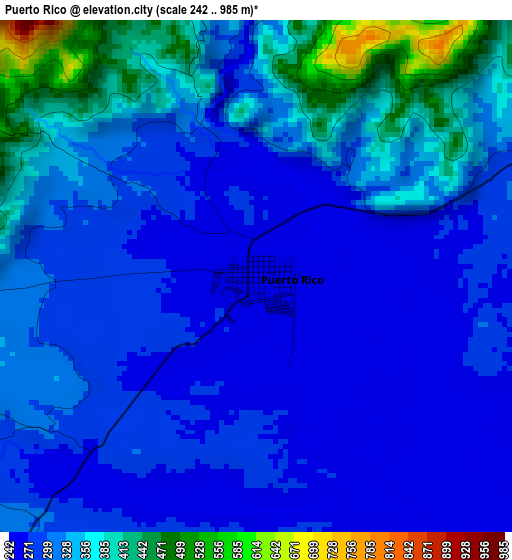 Puerto Rico elevation map