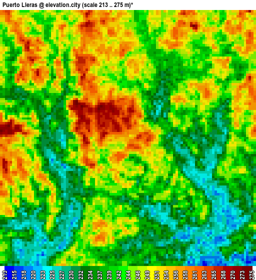 Puerto Lleras elevation map