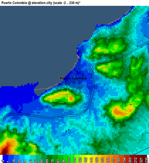 Puerto Colombia elevation map