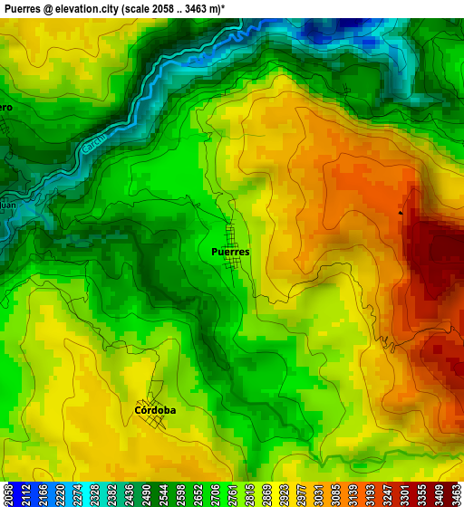 Puerres elevation map