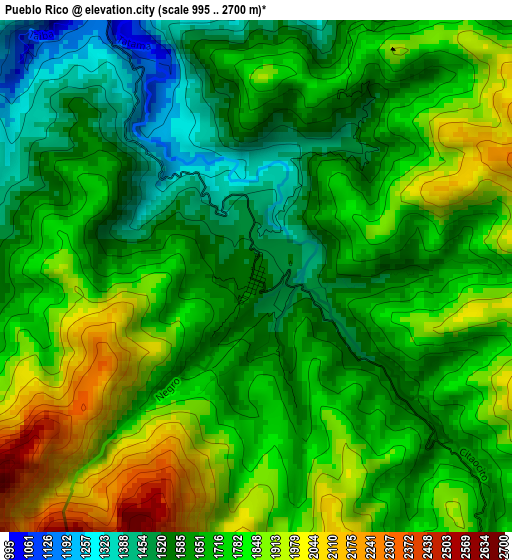 Pueblo Rico elevation map