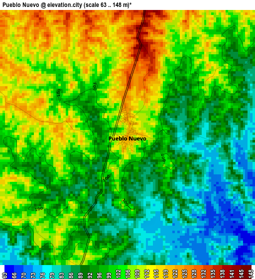 Pueblo Nuevo elevation map