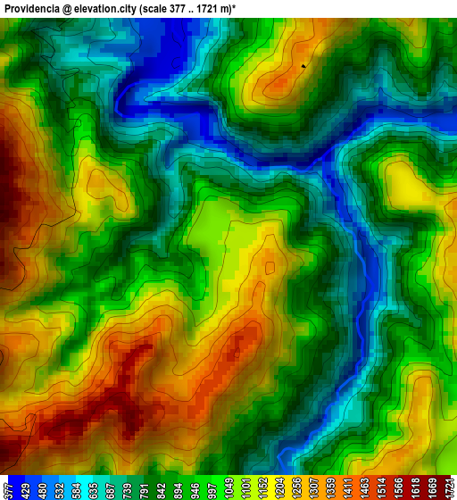 Providencia elevation map