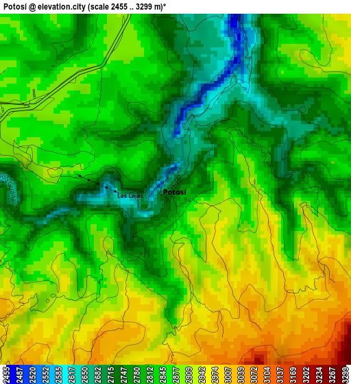 Potosí elevation map