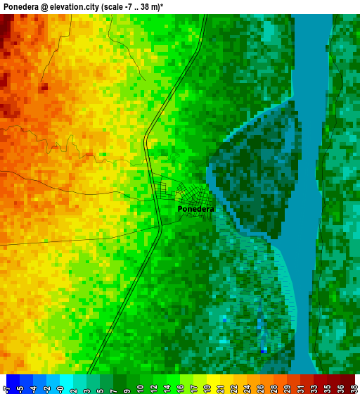 Ponedera elevation map