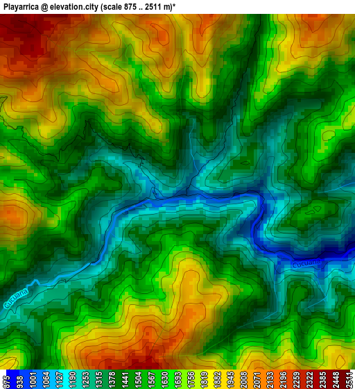 Playarrica elevation map