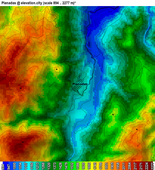 Planadas elevation map