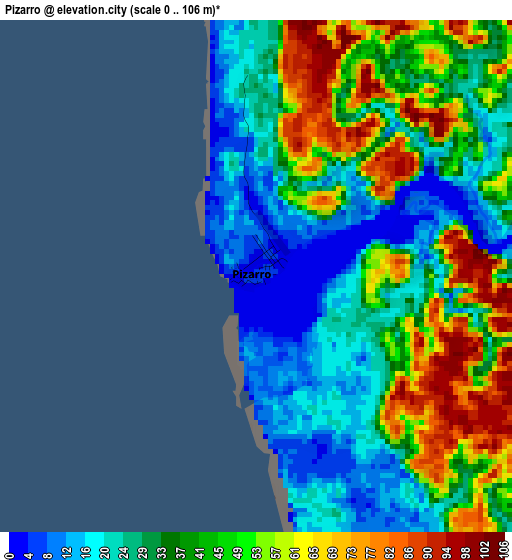 Pizarro elevation map