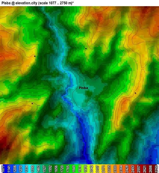 Pisba elevation map