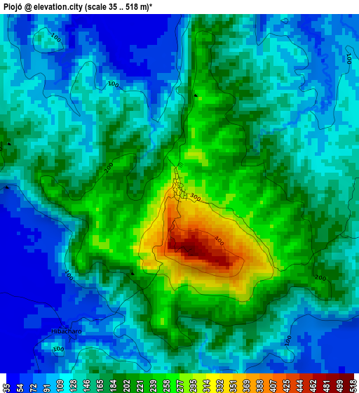 Piojó elevation map