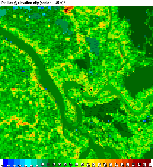 Pinillos elevation map