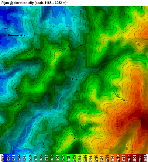 Pijao elevation map