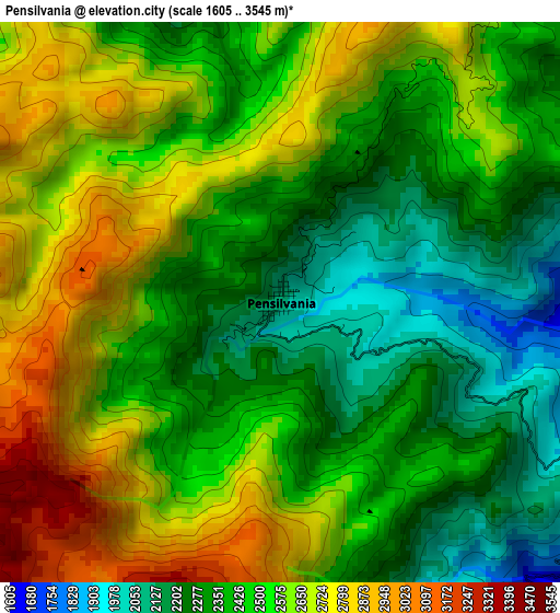 Pensilvania elevation map