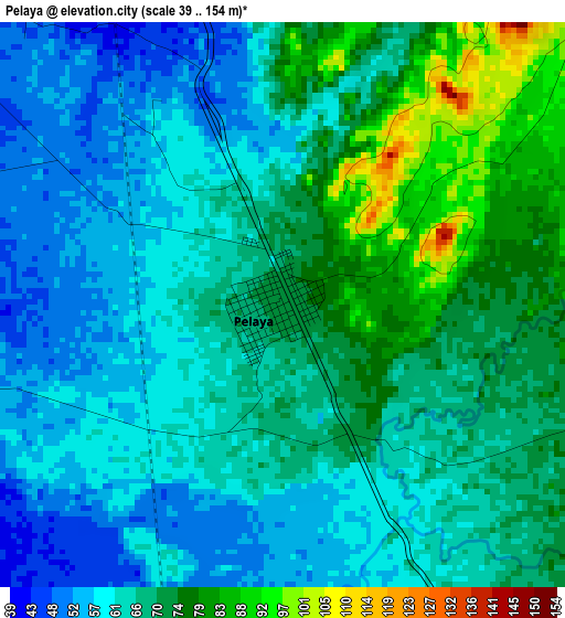 Pelaya elevation map