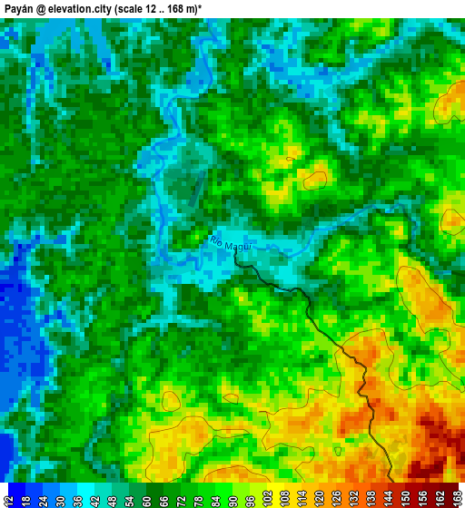 Payán elevation map