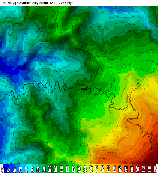 Pauna elevation map