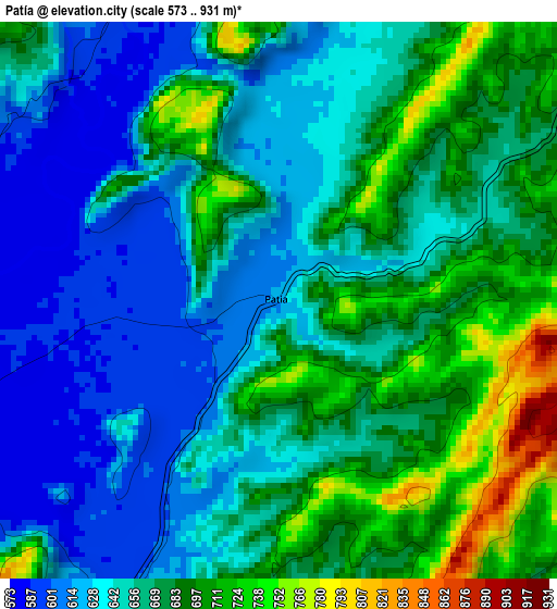 Patía elevation map