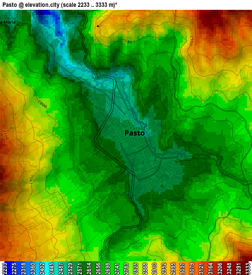 Pasto elevation map