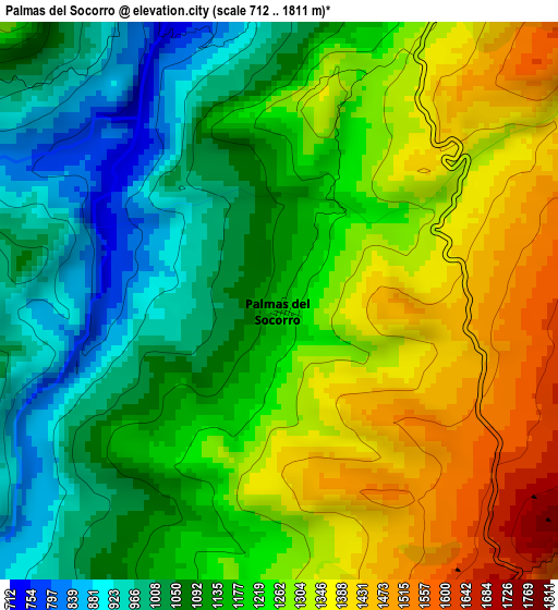 Palmas del Socorro elevation map