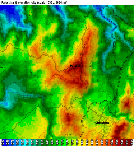 Palestina elevation map