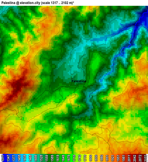 Palestina elevation map