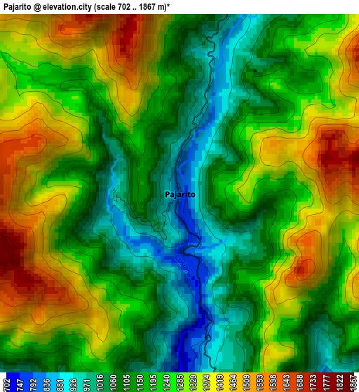 Pajarito elevation map